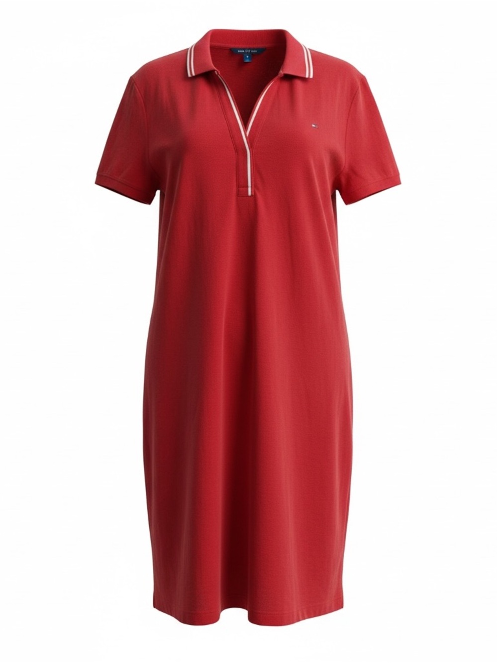 Tommy Hilfiger Short Sleeved V Neck Shirt Dress In Red And White Size XL NWT